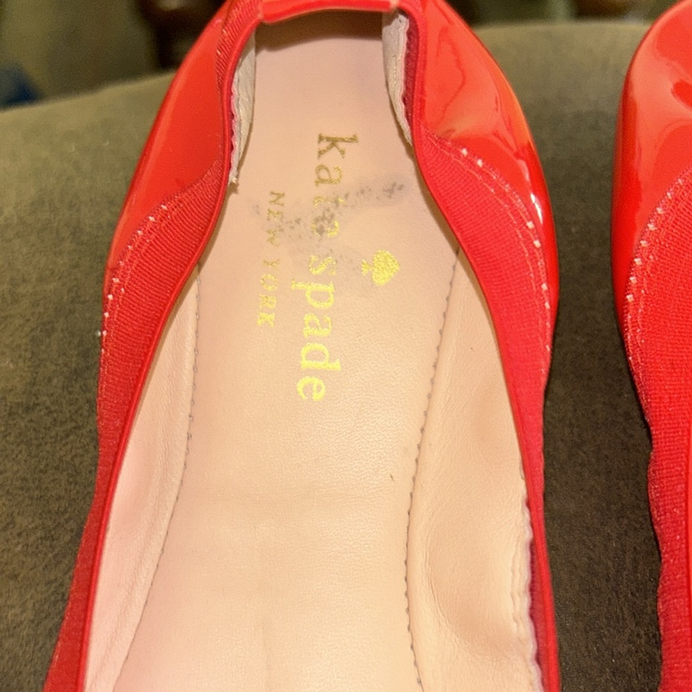 New Kate Spade ♠️ red Ballerina Flats with front bow - Picture 6 of 12